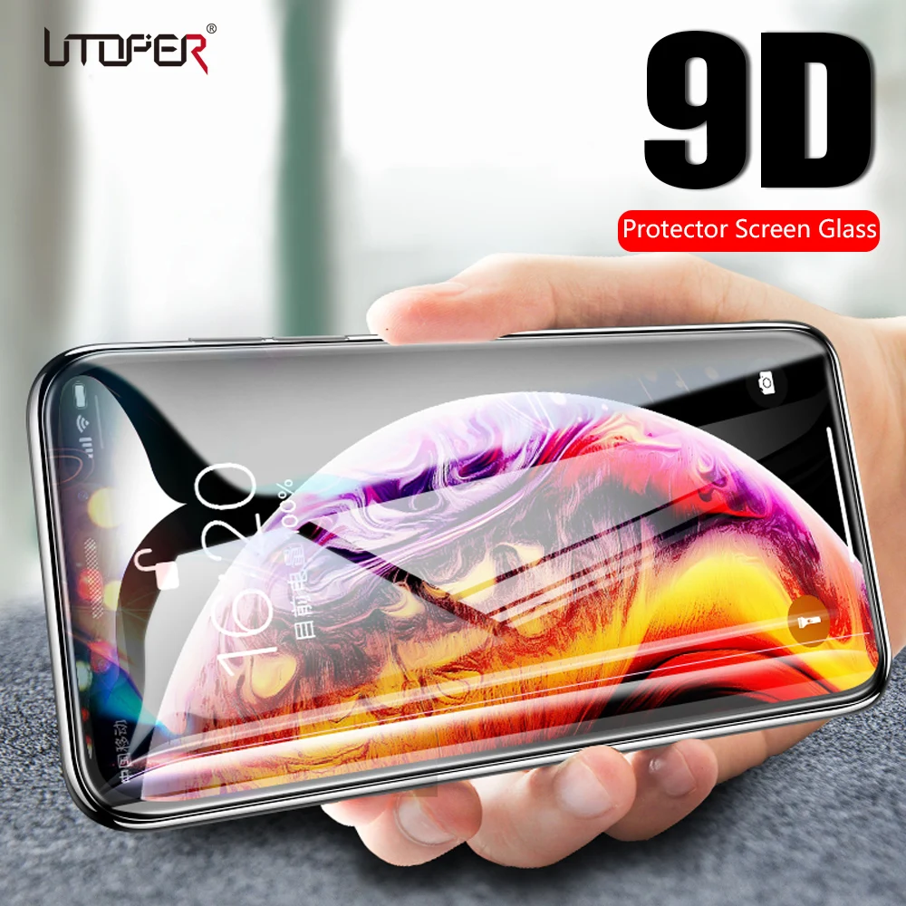 Защитное закаленное стекло 9D с полным покрытием для iPhone X защита экрана 6 6S 7 8 Plus XS