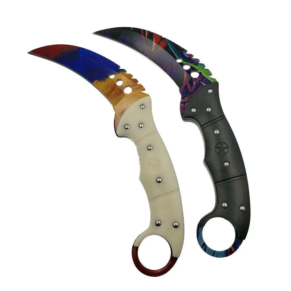 Swayboo doppler cs go karambit Походный нож, выцветает, счетчик ударов, черный мачете, тактический нож с фиксированным лезвием, инструмент для улицы