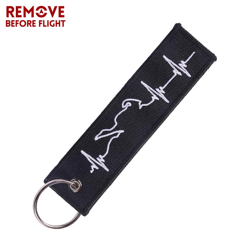 Embroidery Key Fobs Jewelry Fashion Biker Heartbeat Keychain Motorcycles and Cars Fashionable Chain Keychain for Biker Lovers2