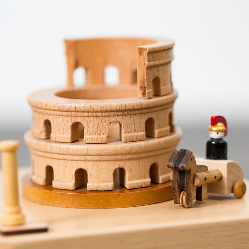 

Creative Colosseum Music Box Wood Clockwork Music Box Birthday Valentine Girlfriend Gift Modern Simple Decoration WL5231739