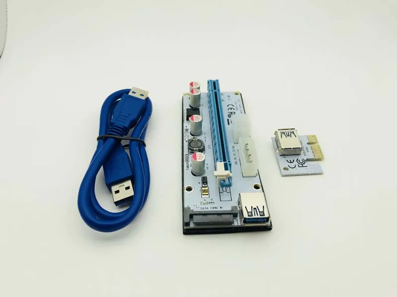 Адаптер PCI E 3 в 1 10 шт. 4 контактный разъем Molex 6pin SATA 60 см PCIE 1x к 16x переходная карта
