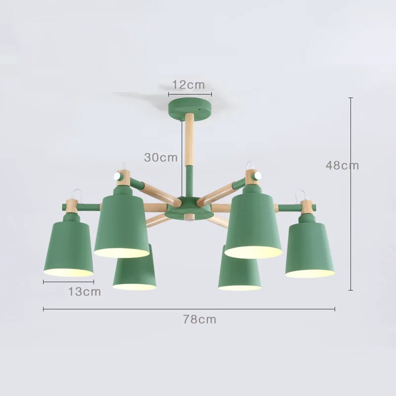 LukLoy деревянные подвесные светильники Макарон современный светильник черный серый синий зеленый для лофт гостиной Лофт спальня кухня лампа скандинавском стиле - Цвет корпуса: Green 6 heads