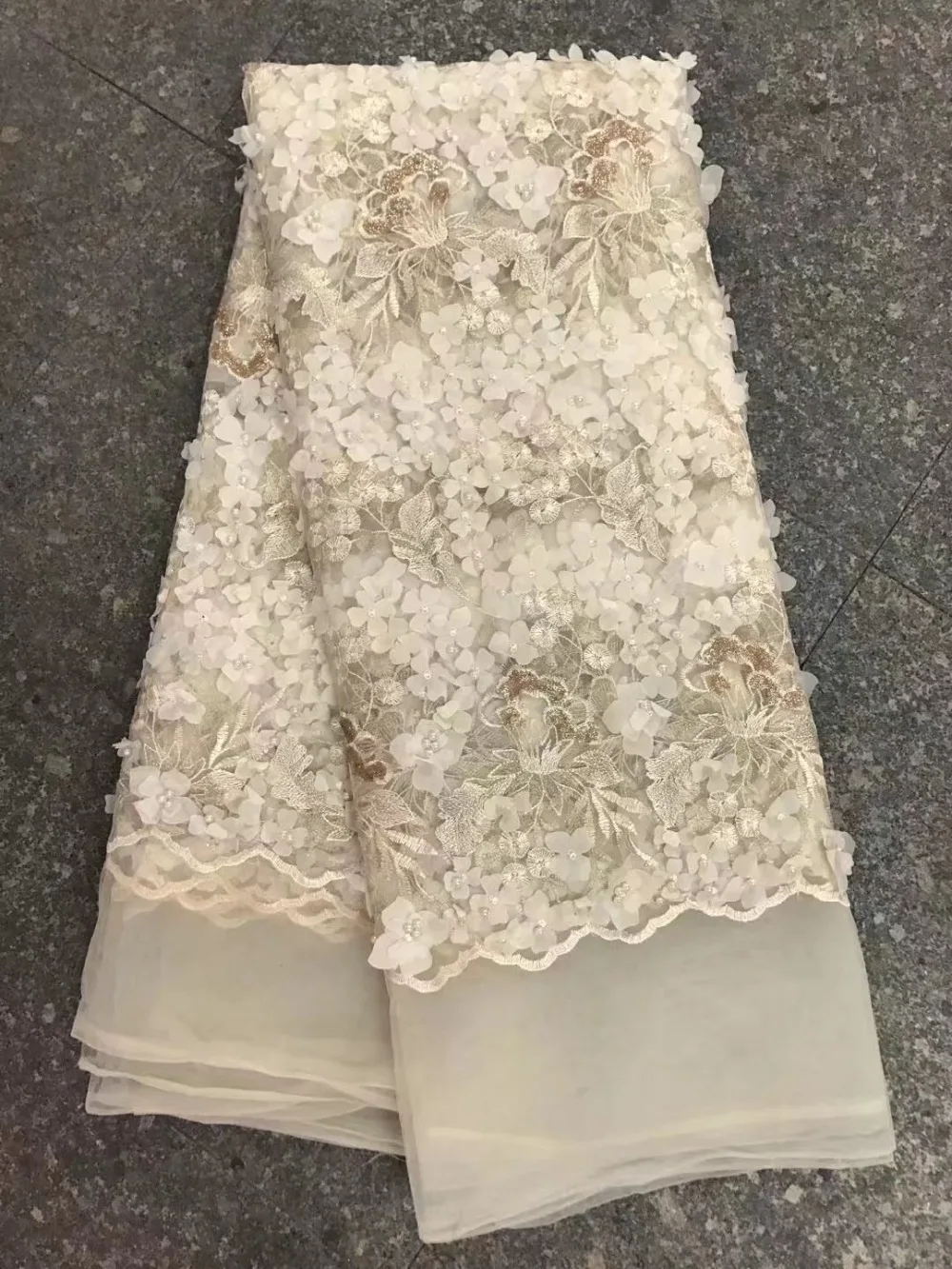 French Mesh Lace Fabric 2018 Latest African Embroidery and Beaded Tulle High Quality Dress | Дом и сад