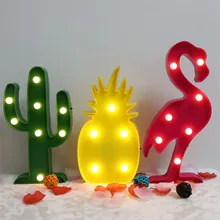 CLAITE LED Flamingo Night Light Pineapple Cactus Desk Table Lamp Novelty Cartoon Romantic Kids Gift Light for Home Party