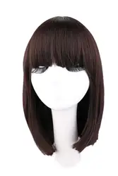 Qqxcaiw короткий прямой; парик женский, черный темно-коричневый синтетические парики волос