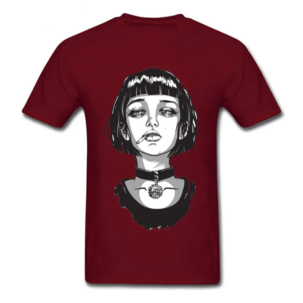 1847126mathilda1 T Shirt Retro Round Collar Unique Short Sleeve 100% Cotton Men T Shirt Classic Tops Tees Free Shipping 1847126mathilda1 maroon