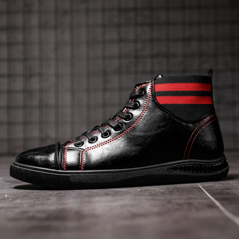 

2019 Hot Sale Ankle Boots Mens Rubber Anti-Slip Men Boots Brand Designer Casual Men Shoes Black Pu Leather Fashion Boots For Men