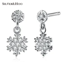 SILVERHOO Stud font b Earrings b font 925 Sterling Silver for Women Lady Grils Cocktail Party