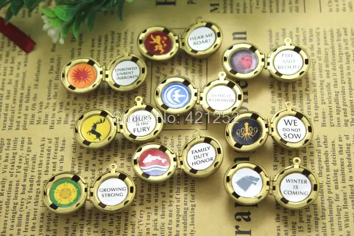 9pcs Game Of Thrones Locket With House Sigil And Motto Necklace In