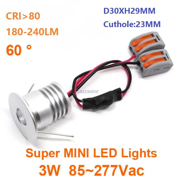 

D30XH29MM AC85-265V,DC9-28V,DC3V 3W led downlight Mini Recessed Cabinet Spot light White,Warm white,Nature White 5years warranty