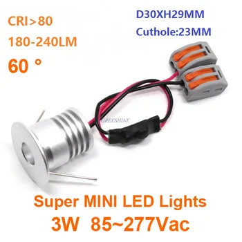 

D30XH29MM AC85-265V,DC9-28V,DC3V 3W led downlight Mini Recessed Cabinet Spot light White,Warm white,Nature White 5years warranty