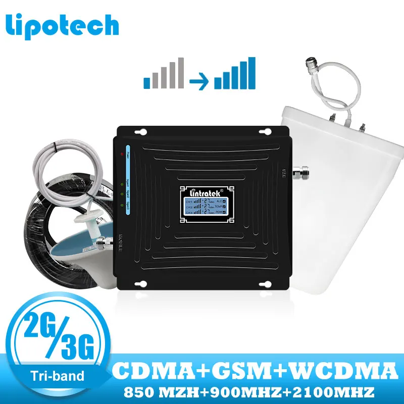 Lintratek трехдиапазонный 2G усилитель сотового сигнала CDMA 850 GSM 900 WCDMA 2100