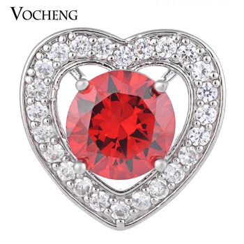 

10PCS/Lot Wholesale Vocheng Ginger Snap CZ Stone Heart Brass Material 4 Colors 18mm Bling Luxury Charms Vn-1274*10