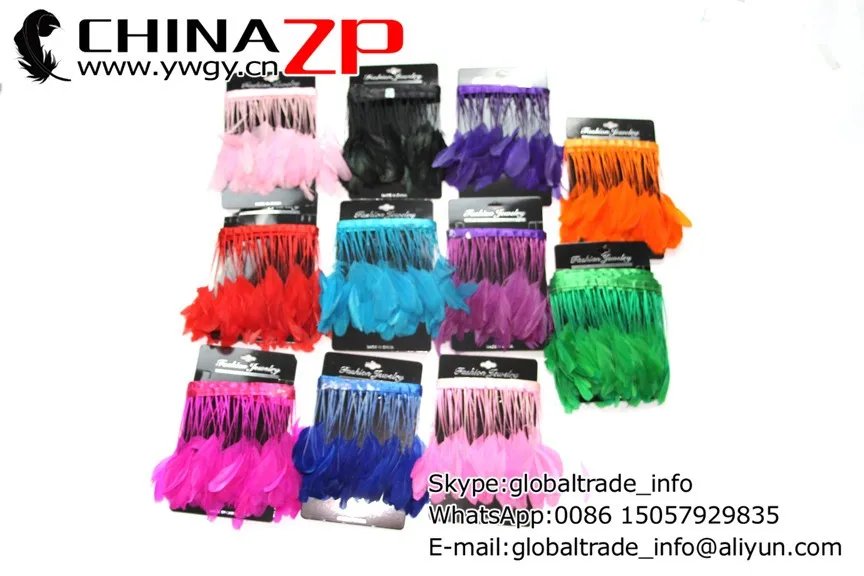 dyed Feathers Fringe Stripped Coque Tail Feathers trims (3)