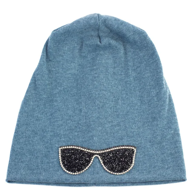 Geebro Women's Sunglasses Beanie Hat Autumn Fashion Black Glasses