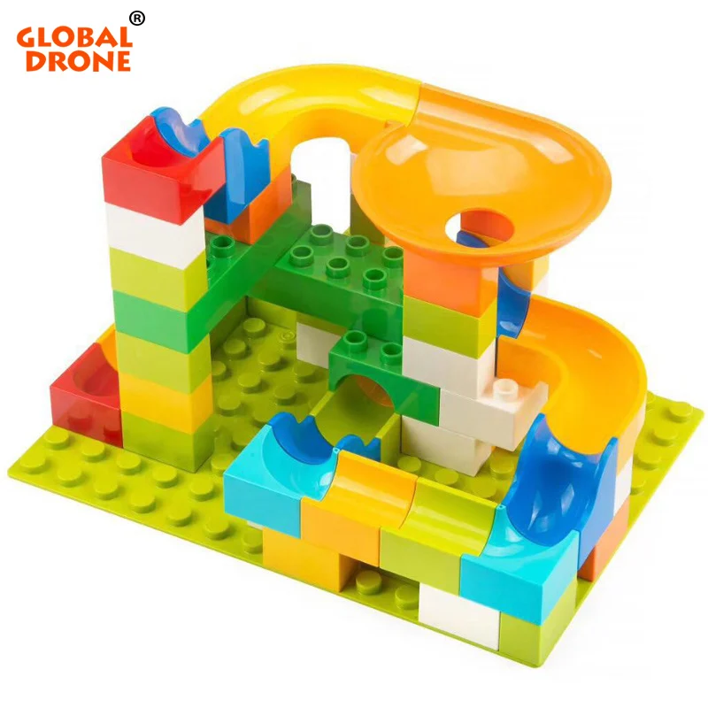 

Global Drone 56PCS Building Block Compatible Happy High Ball Hundred Change Slide Building Block Children Toys Ball Path