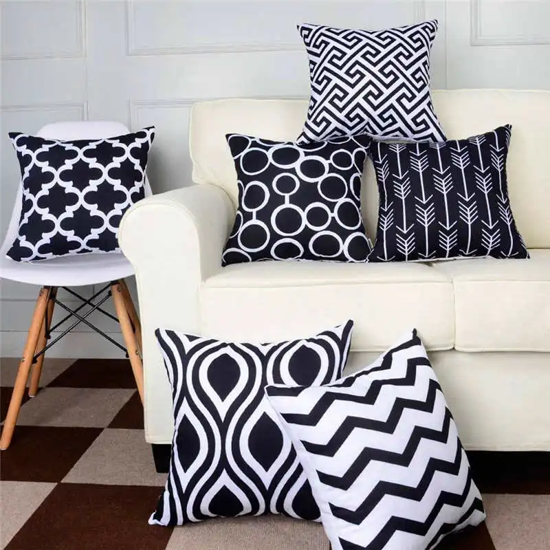  6PCSet Fashion Home Decorative Pillowcase Cotton Linen Sofa Cushion Throw Pillow Cover pillow case 4545 geometric #3o12#f (6)