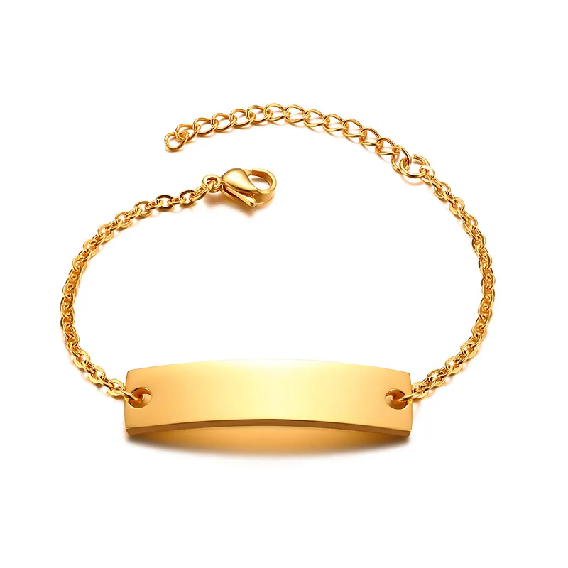 Name Plate Curved Bar Bracelet Personalized Stamping Blank Bracelet in Stainless Steel Free
