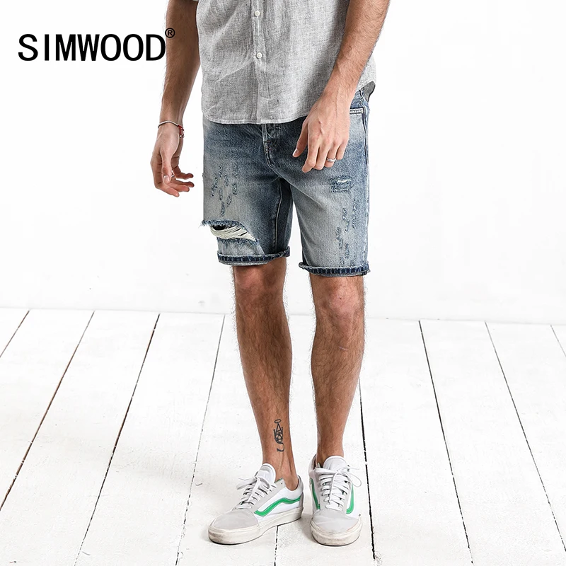 SIMWOOD 2019 весенне летние мужские джинсовые шорты модные повседневные хлопковые