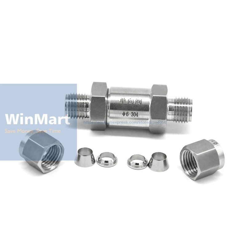 304 нержавеющая сталь односторонний обратный клапан обратный в линии клапан сжатия подходит 6 мм OD труба
