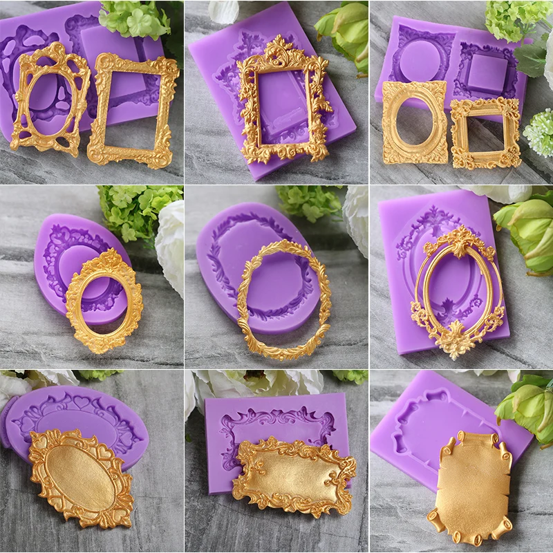 

Photo Frame Fondant Cake Decorating Tools Sugarcraft Mirrors Silicone Cake Mold Cupcake Baking Gumpaste Chocolate Moulds