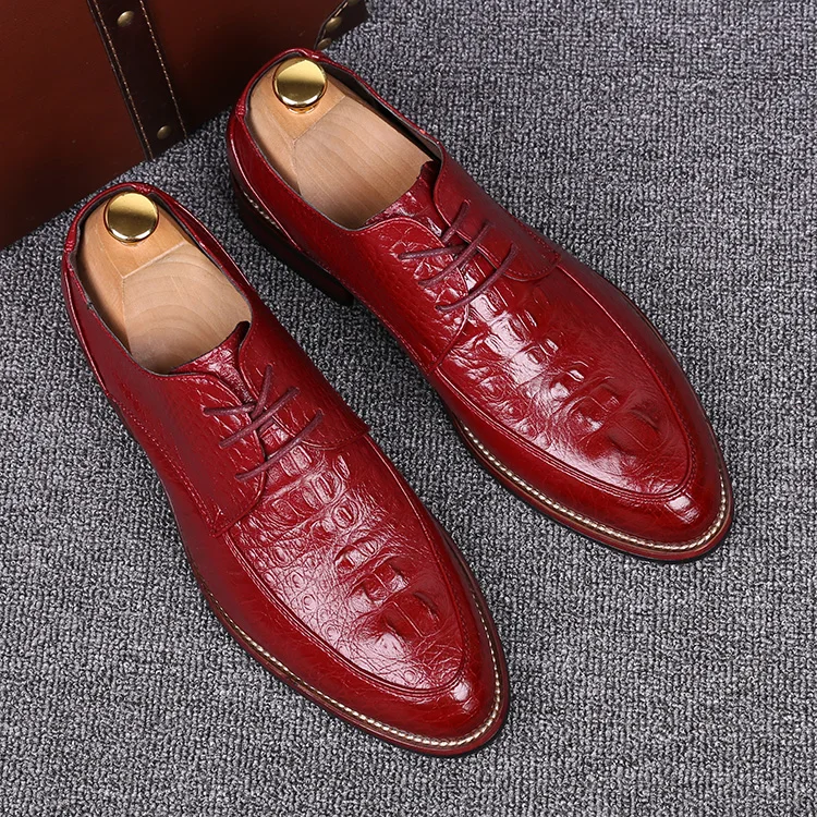 

new arrival men's luxury wedding nightclub soft real leather shoes crocodile pattern young brand oxfords shoe sapatos masculino