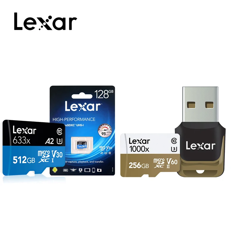 

Lexar TF Card 633x 1000x 32GB 64GB Memory card Class 10 carte micro sd Card 128GB 256GB 512GB for 1080p full-HD 3D and 4K video