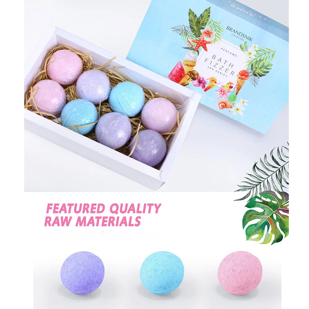 Günstige 8 stücke Organische Sprudelnden Bad Bomben Eingestellt ätherisches öl Bad ball meer Salze SPA Stress Relief Peeling Bleaching Körper Peeling bad Ball