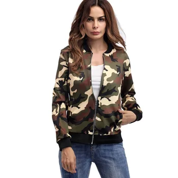 

Autumn Military Jacket Women Plus Size Army Green Pocket Military Camo Jackets Female Jackets Zipper Outwear Bomber