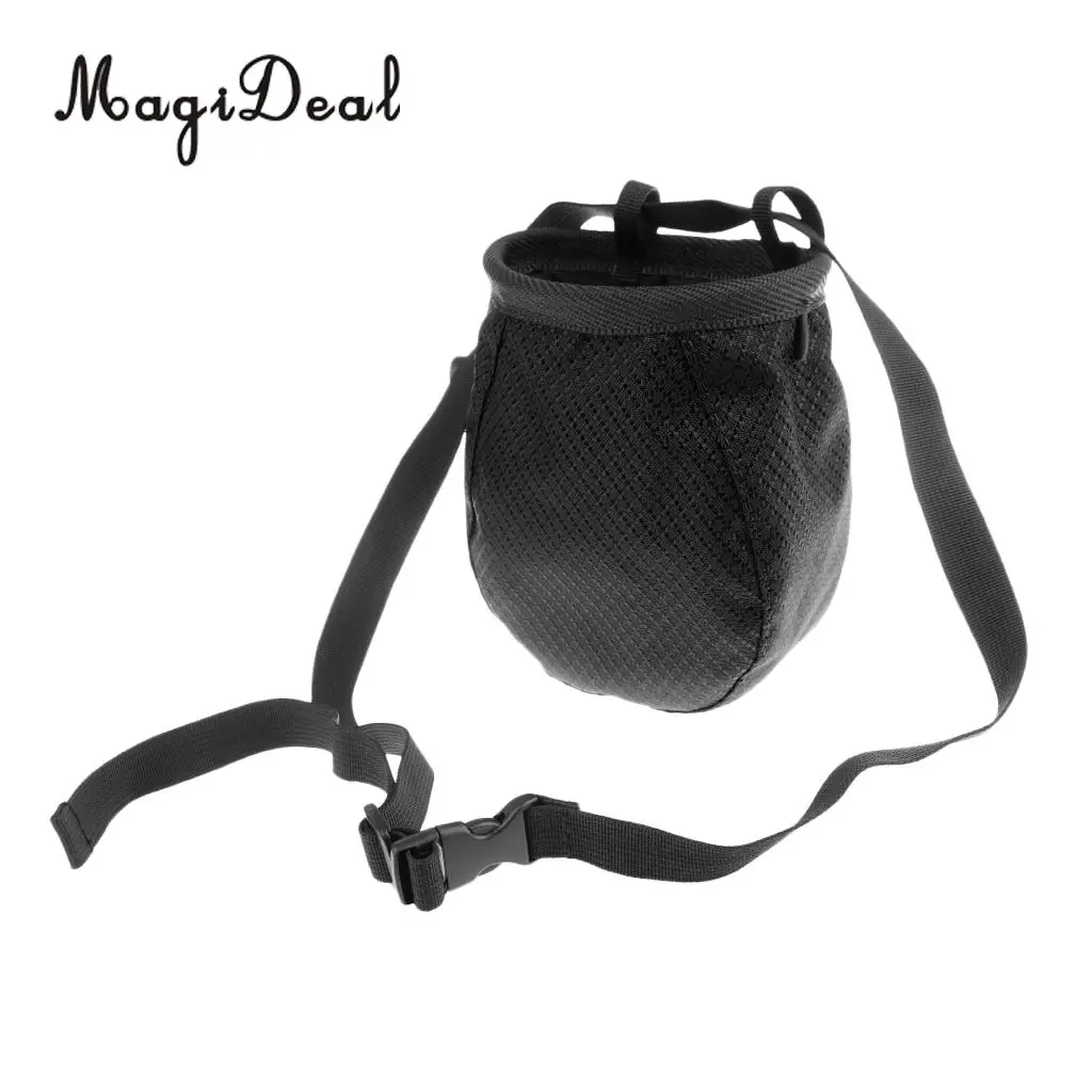 MagiDeal Cylinder Chalk Bag Pouch for Rock Climbing with Drawstring Corded Closure and Waist Belt