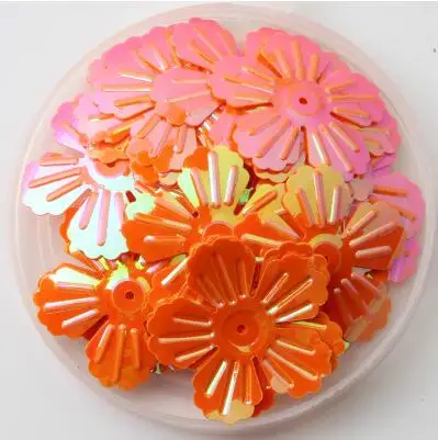 30 мм Цветок свободные блестки раззноцветные часы, Свадебное Ремесло, для женщин детей DIY аксессуары для одежды - Цвет: AB orange