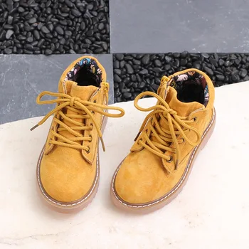 

MXHY2009Autumn and Winter New Kids'Leather Boots Boys Fashion Pure Single Boots Girls'Korean Version Kids Boots Genuine Leather