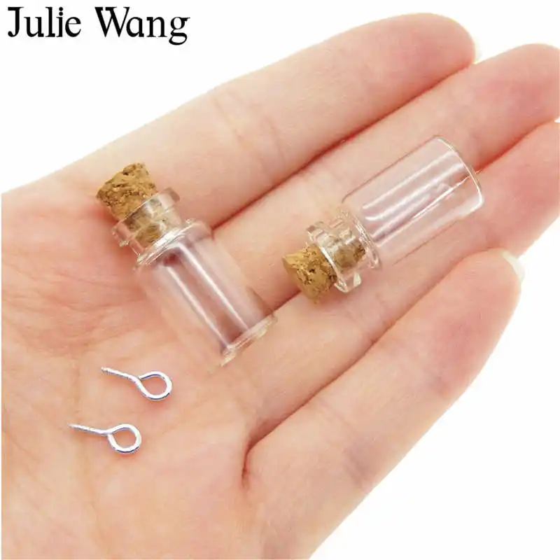 Миниатюрные прозрачные стеклянные бутылки Julie Wang 10 шт. 1 мл амулеты с крючком