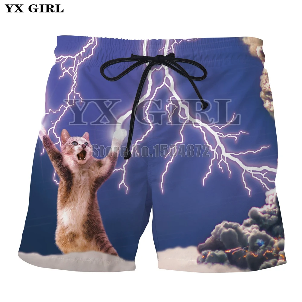 YX Girl Mens Hawaii Beach Shorts Cute Pizza Cat/Lightning Cat 3d Printed Shorts for Men/Women Casual Shorts Summer Short YX Girl Mens Hawaii Beach Shorts Cute Pizza Cat/Lightning Cat 3d Printed Shorts for Men/Women Casual Shorts Summer Short