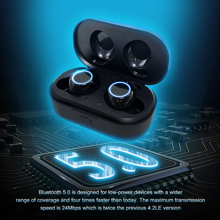 CBAOOO X118 TWS Bluetooth Earphones 5.0 Mini Sport Wireless Headset Stereo Bass Earbuds Touch control with charging earphone