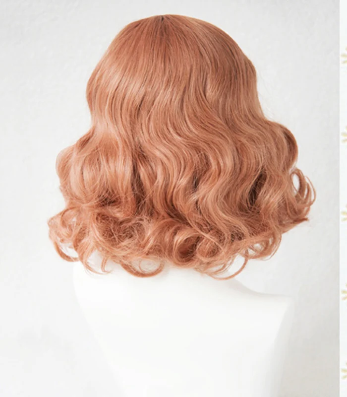 anime cosplay female P5 Persona 5 Haru Okumura Short Curly Mixed Orange Pink Hair Heat Resistant Cosplay Costume Wig + Wig Cap best halloween costumes