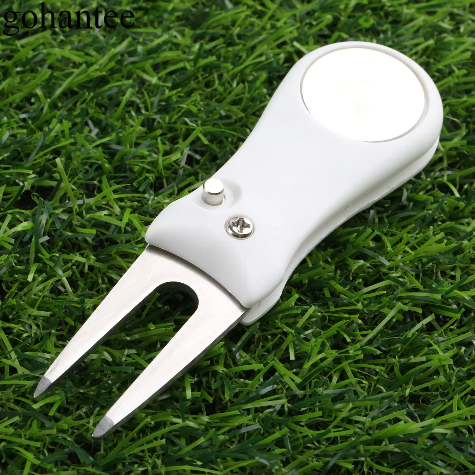

gohantee 1 Pc Steel Golf Divot Repair Switchblade Tool Pitch Groove Cleaner Golf Pitchfork Putting Green Fork Golf Training Aids