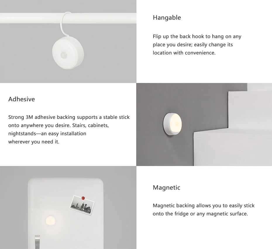 USB перезаряжаемые Xiao mi jia Yeelight ночные светильники Светодиодный теплый желтый свет Инфракрасный магнитный с крючками умный Обнаружение движения mi