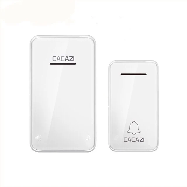 white 1x1 CACAZI автономный беспроводной дверной звонок Водонепроницаемый без светодиодный фонарь на батарейках 200 м Домашний Беспроводной колокольчик US EU Plug 1 2 кнопки 1 2 приемника - Цвет: white 1x1
