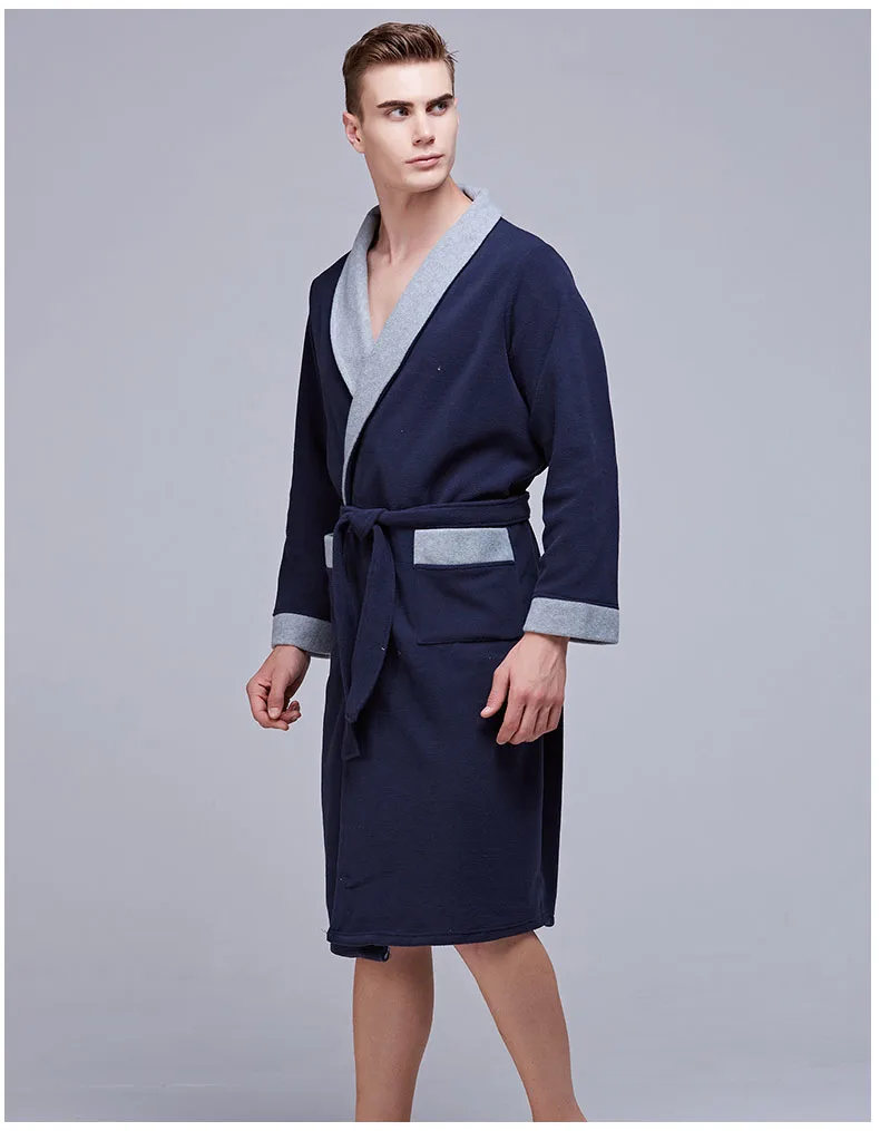 CAVME 2019 Для Мужчин's кимоно из рунной шерсти Халаты Hotel Горячая весна халат для спа для Homme халат длинные халаты карманов Ночная рубашка