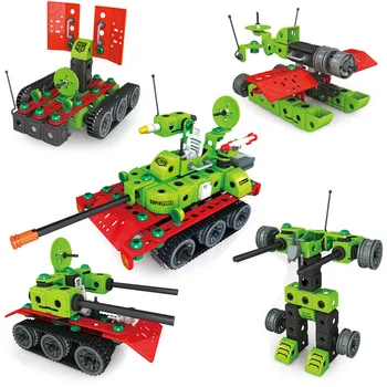 

Creative DIY Drill Screw Toy Electric Military Tank Blocks Educational Action Figure Deformation Robot Learning Toy For Children