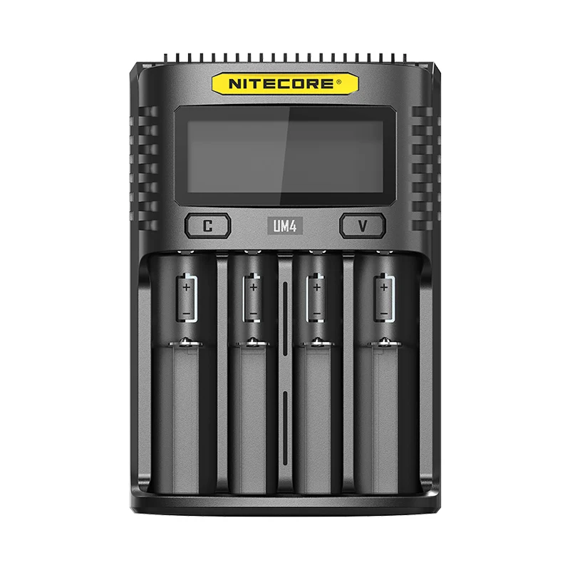 NITECORE UM2 UM4 SC4 для Li-Ion IMR LiFePO4 Ni-MH (NiCd) 18650 17650 17670 21700 14500 батареи USB QC зарядное устройство