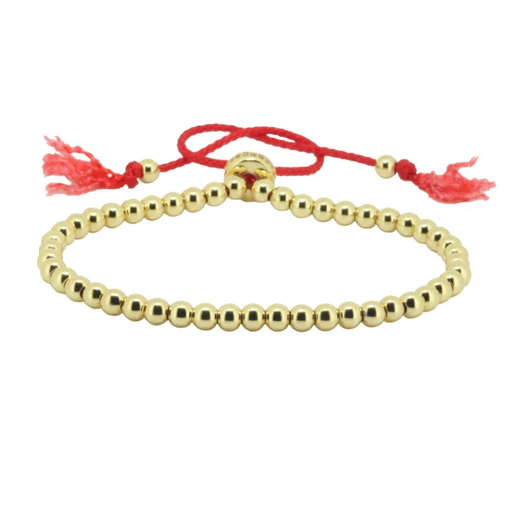 

Anil Arjandas Bracelets for Women, 24K Gold Color 4mm Beads and Feather Shape Rope, Macrame Braiding Bracelets as wholesale