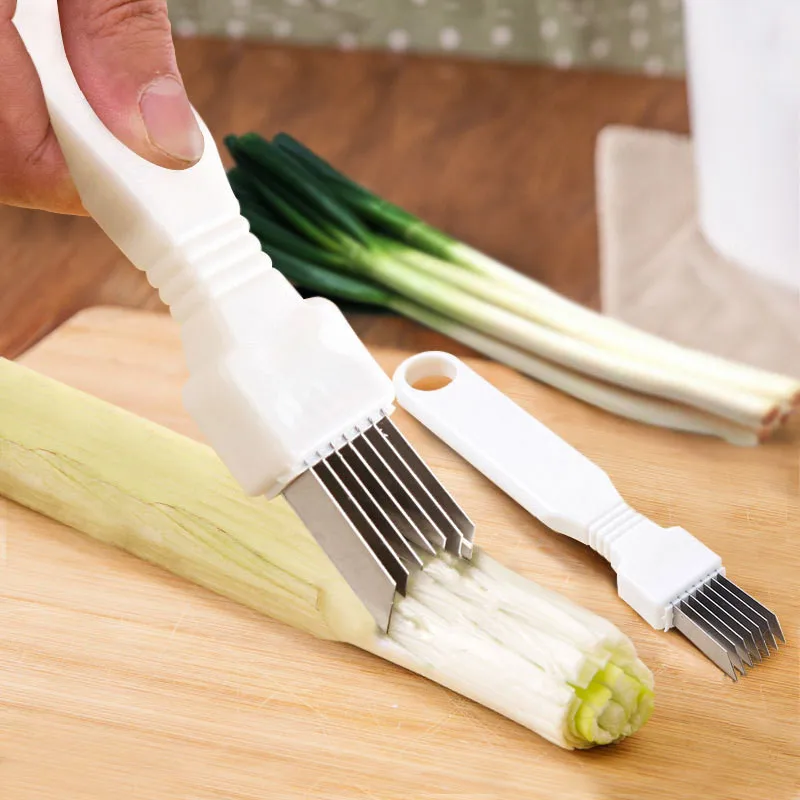 Stainless Steel Onion Scallion Shallot Vegetable Cutter Slicer Peeler Chopper Shredder Kitchen