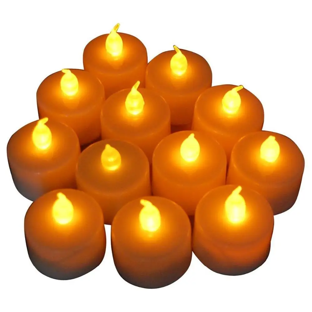 Image 12 Pack Tealight Candle LED Candle White Yellow Flickering Flame
