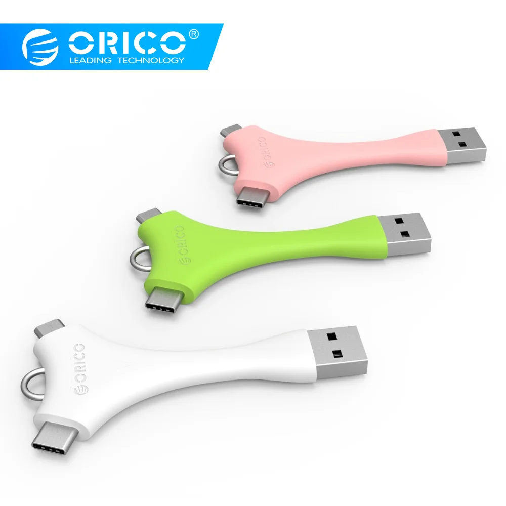 ORICO C1 2 в 1 USB кабель с двумя портами Micro B+ кабель type-C портативный кабель для зарядки и синхронизации данных для Xiaomi huawei с кольцом для ключей