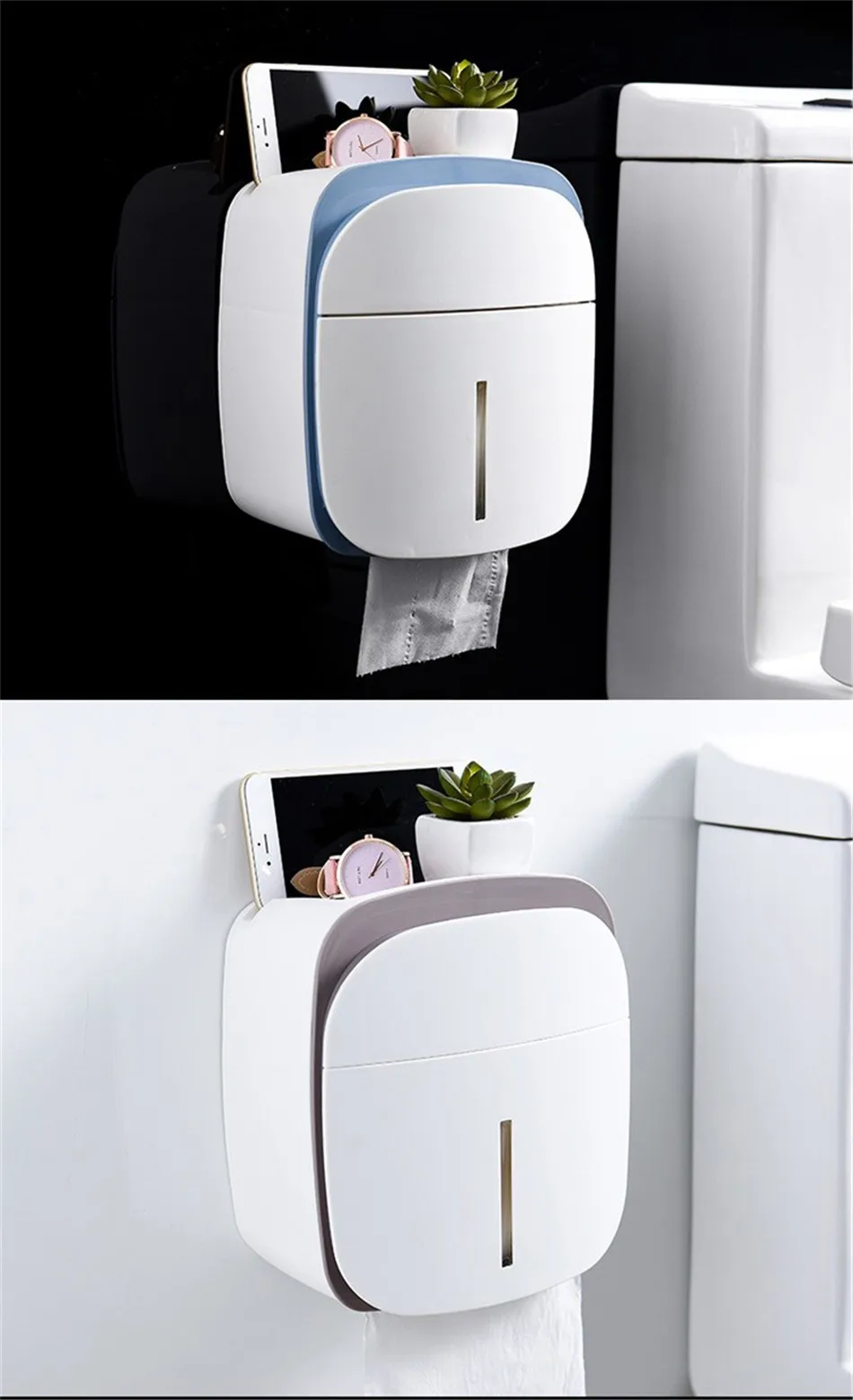 GUNOT, водонепроницаемый держатель для туалетной бумаги, многофункциональная коробка для салфеток, двухслойная пластиковая коробка для хранения, портативные держатели для туалетной бумаги