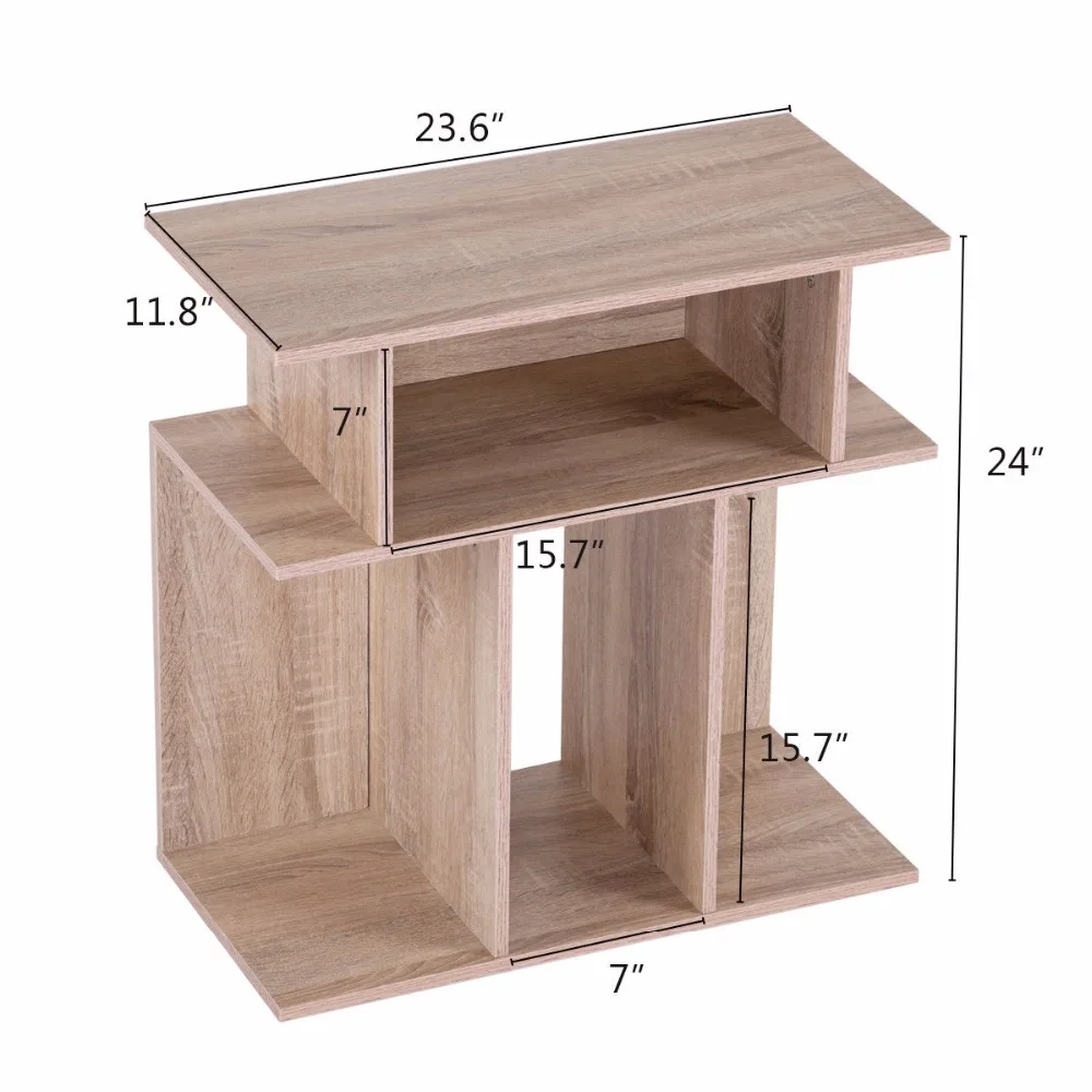 Giantex Modern Coffee Table Living Room End Side Sofa Table Wood Storage Desk Home Furniture With Diaplay Shelf HW56634