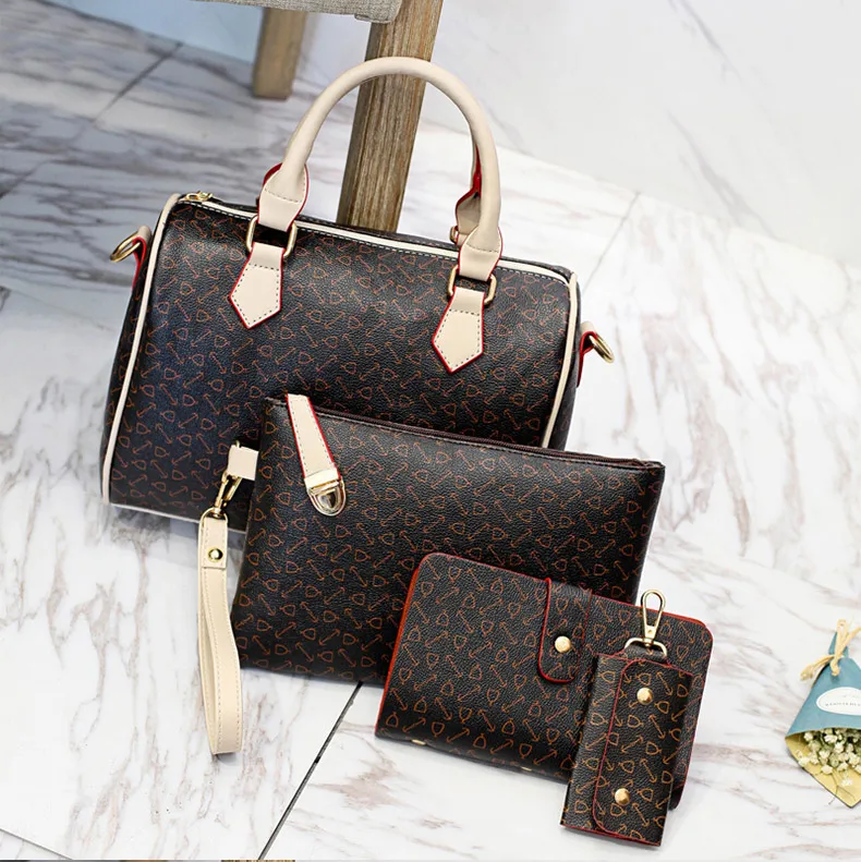 Новинка, женские сумки, кожаные сумки, модная сумка через плечо, Женская сумочка, высокое качество, набор из 6 предметов, дизайнерский бренд, Bolsa Feminina