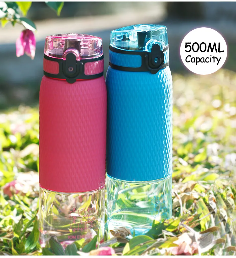 UZSPACE 500ml Tritan Sports Water Bottles Creative Portable buckle Lemon fruit tea Filter Shaker Drink Bottle For Water BPA Free5055-5056-5057_14